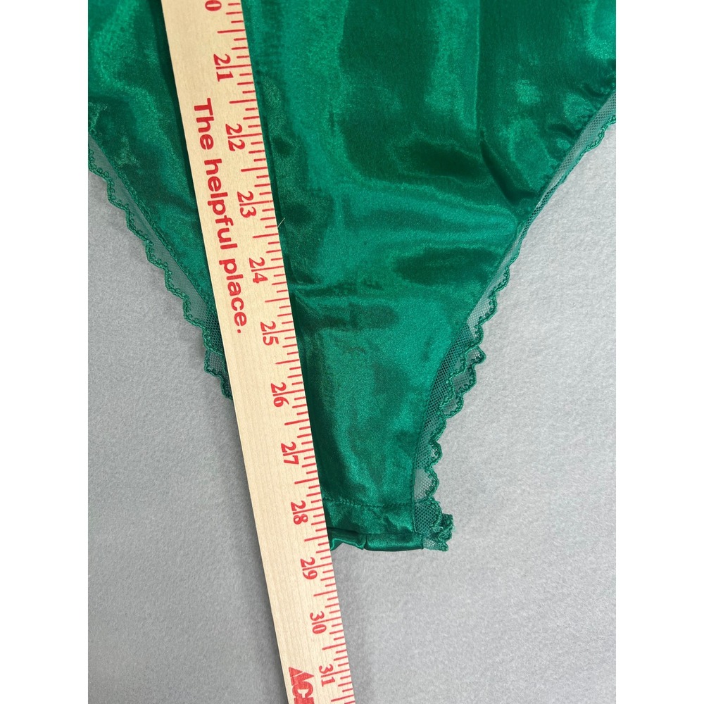 Vintage 90s Victorias Secret Gold Label Emerald Green Satin Lace Bodysuit Lace - Picture 3 of 6
